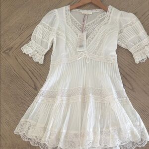 LoveShackFancy White Lace Mini Dress
